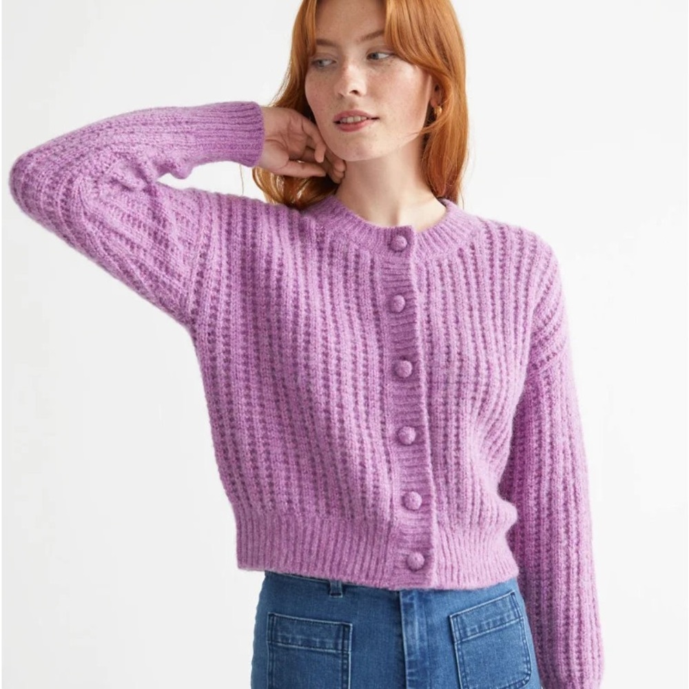 &other stories purple wool cardigan